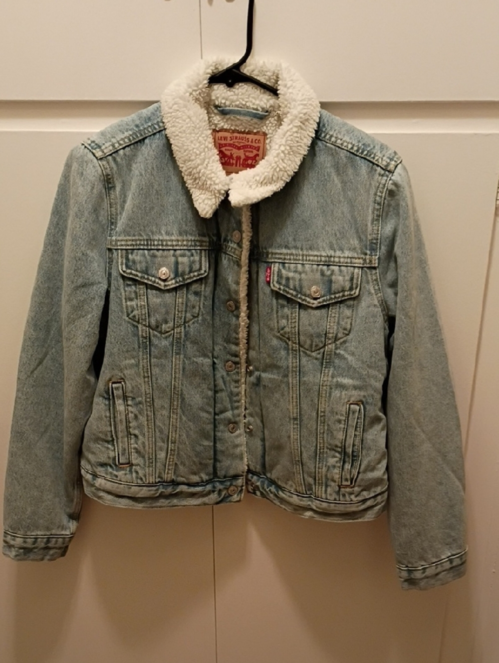 Levi's Light Blue Denim Jacket with White Sherpa Collar